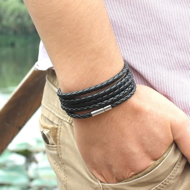Tangan Braided bahan Kulit 5 Lapis
