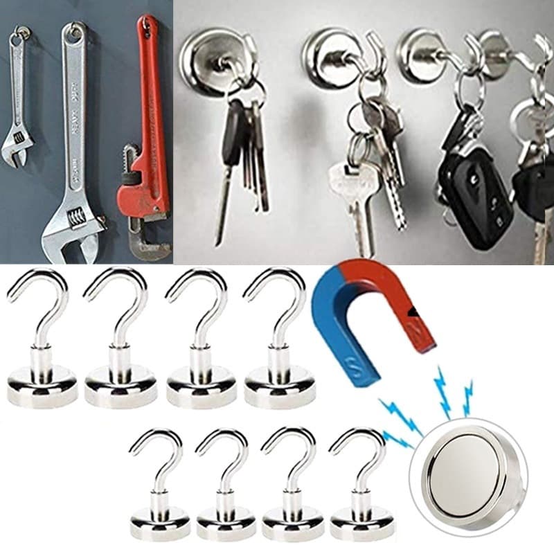 Magnet Gantungan Hook Strong Neodymium N30 16mm 8 PCS