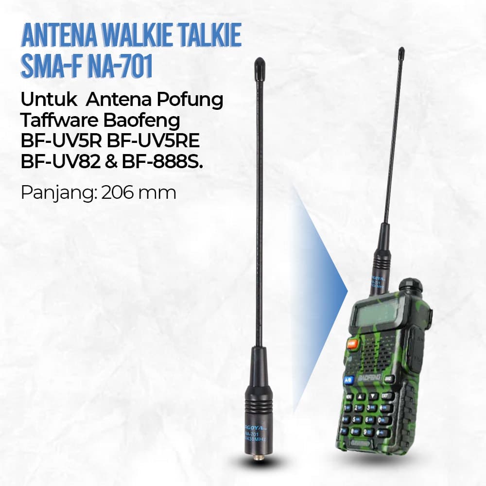 NAGOYA Walkie Talkie Antena SMA-F for Taffware Pofung Baofeng - Taffware NAGOYA Walkie Talkie Antena SMA-F for Taffware Pofung BAOFENG - NA-701 TH13BK_HITAM NAGOYA Walkie Talkie Antena SMA-F for Taffware Pofung Baofeng - Taffware NAGOYA Walkie Talkie Antena SMA-F for Taffware Pofung BAOFENG - NA-701 TH13BK_HITAM