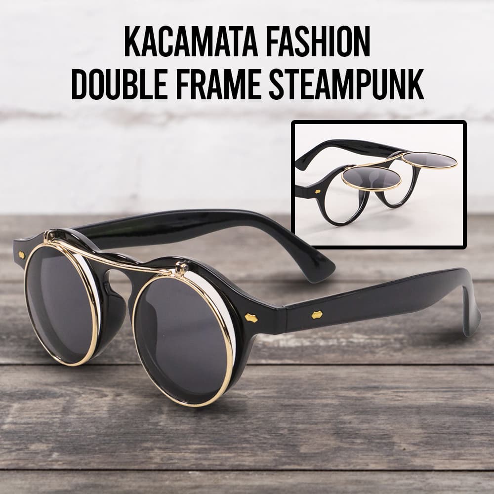 Kacamata Fashion Double Frame Steampunk - MOLNIYA Kacamata Fashion Double Frame Steampunk - NE60 FH6YBK_HITAM Kacamata Fashion Double Frame Steampunk - MOLNIYA Kacamata Fashion Double Frame Steampunk - NE60 FH6YBK_HITAM