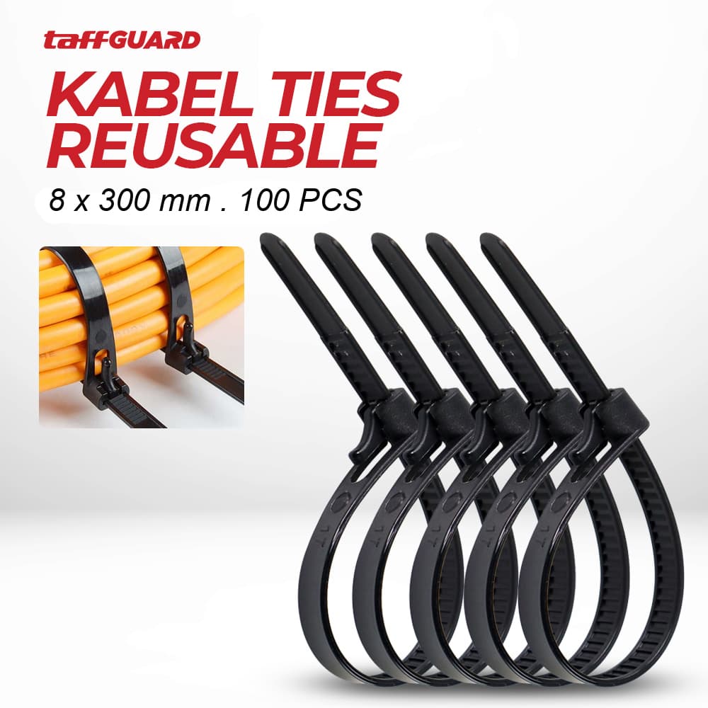 Kabel Ties Zip Cable Organizer Reusable 8x300mm 100 PCS