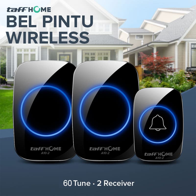Bel Pintu Wireless Remote Doorbell 60 Tune 2 PCS Receiver - TaffHOME Bel Rumah Wireless Remote 60 Tune 2 PCS Receiver Doorbell - A10-2 HZWJBK_HITAM Bel Pintu Wireless Remote Doorbell 60 Tune 2 PCS Receiver - TaffHOME Bel Rumah Wireless Remote 60 Tune 2 PCS Receiver Doorbell - A10-2 HZWJBK_HITAM
