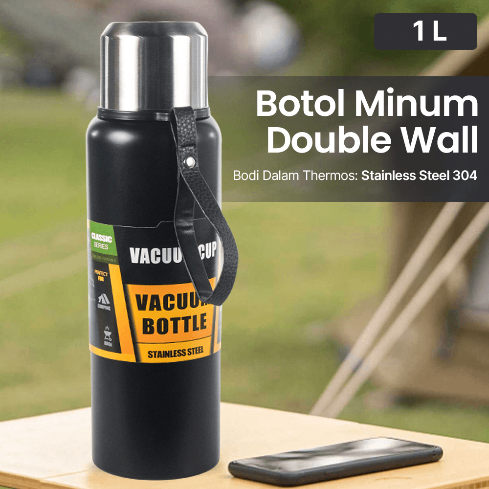 Botol Minum Termos Air Panas Dingin Double Wall Stainless Steel 1L