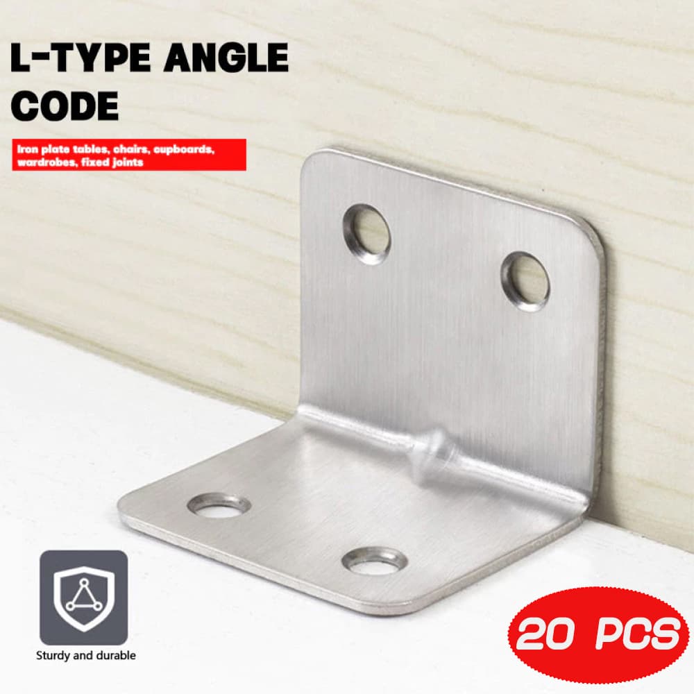 Plat Siku L Besi Iron Corner Bracket 20 PCS