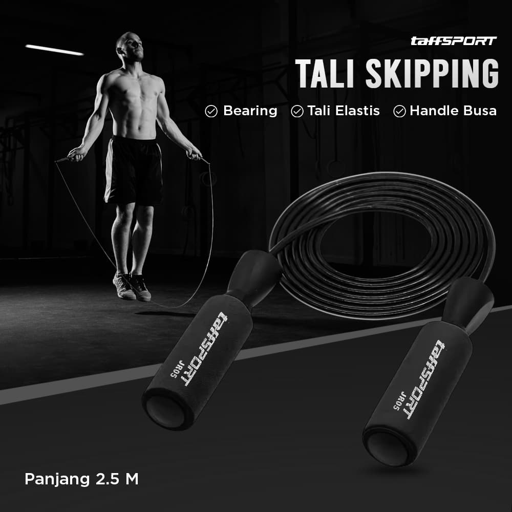 Tali Skipping Speed Jump Rope Bearing Non Slip Sports Weight - TaffSPORT Tali Skipping Speed Jump Rope Bearing Non Slip Sports Weight - JR05 SE3TBK_HITAM Tali Skipping Speed Jump Rope Bearing Non Slip Sports Weight - TaffSPORT Tali Skipping Speed Jump Rope Bearing Non Slip Sports Weight - JR05 SE3TBK_HITAM