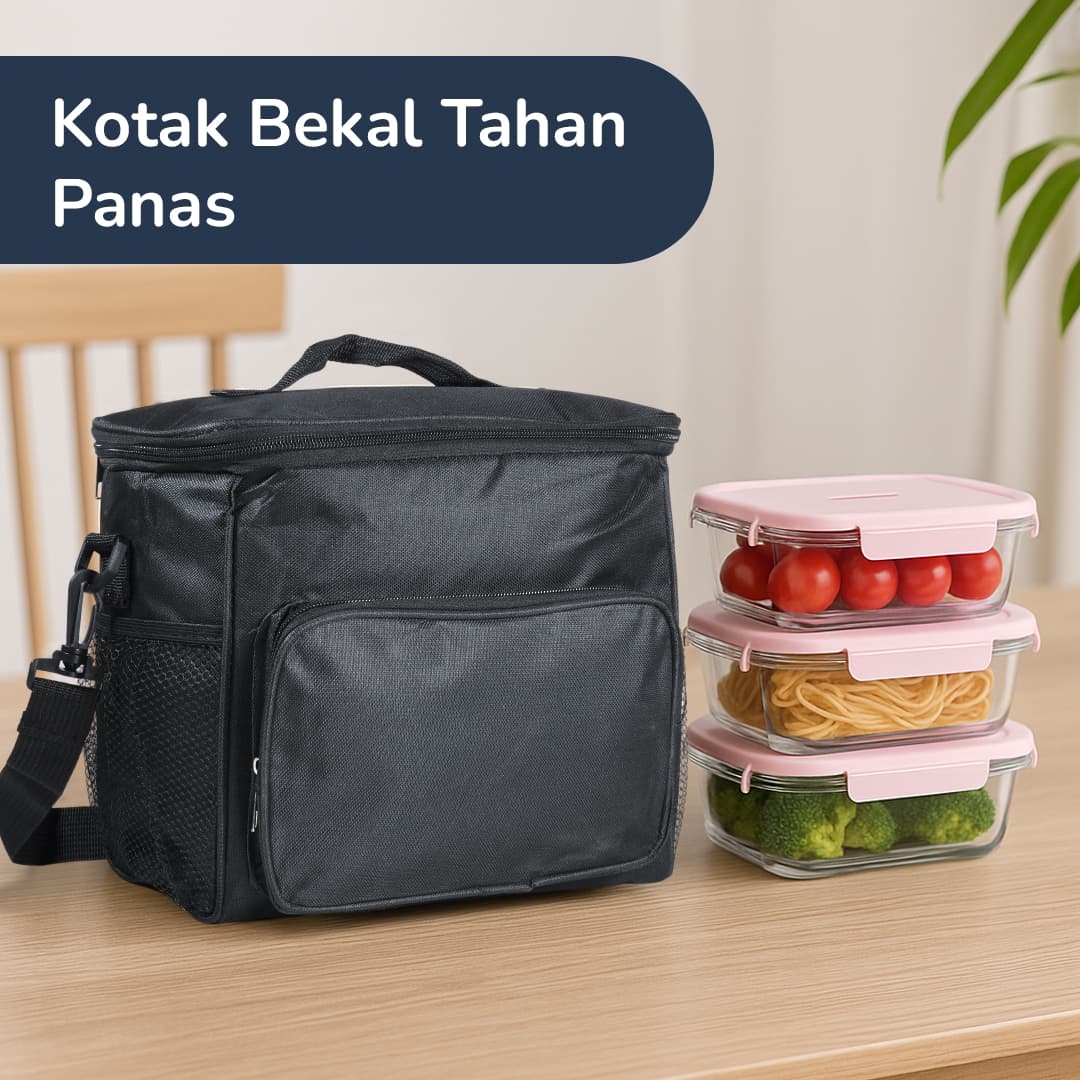 Tas Bekal Tahan Panas Dingin Insulated Cooler Bag 27.5x20x22.5cm - MYLO Tas Bekal Tahan Panas Dingin Insulated Cooler Bag 27.5x20x22.5cm - M45 HKT2BK_HITAM Tas Bekal Tahan Panas Dingin Insulated Cooler Bag 27.5x20x22.5cm - MYLO Tas Bekal Tahan Panas Dingin Insulated Cooler Bag 27.5x20x22.5cm - M45 HKT2BK_HITAM