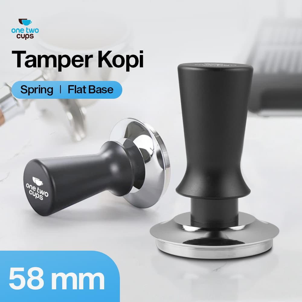 Tamper Kopi Espresso Flat Spring Loaded Stainless Steel