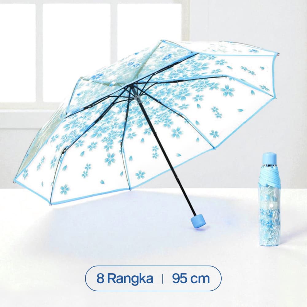 Payung Lipat Manual Motif Cherry Blossom 8 Bone 95cm