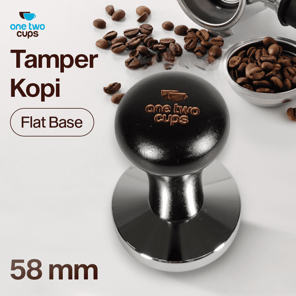 Tamper Kopi Espresso Flat Base Stainless Steel 58mm