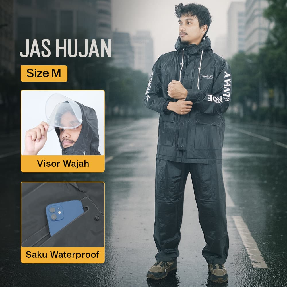Jas Hujan Setelan Motor Dewasa Visor PVC Waterproof Raincoat - Rhodey Jas Hujan Setelan Motor Visor PVC Waterproof Raincoat - ZY-74 THCCBK_HITAM_M Jas Hujan Setelan Motor Dewasa Visor PVC Waterproof Raincoat - Rhodey Jas Hujan Setelan Motor Visor PVC Waterproof Raincoat - ZY-74 THCCBK_HITAM_M