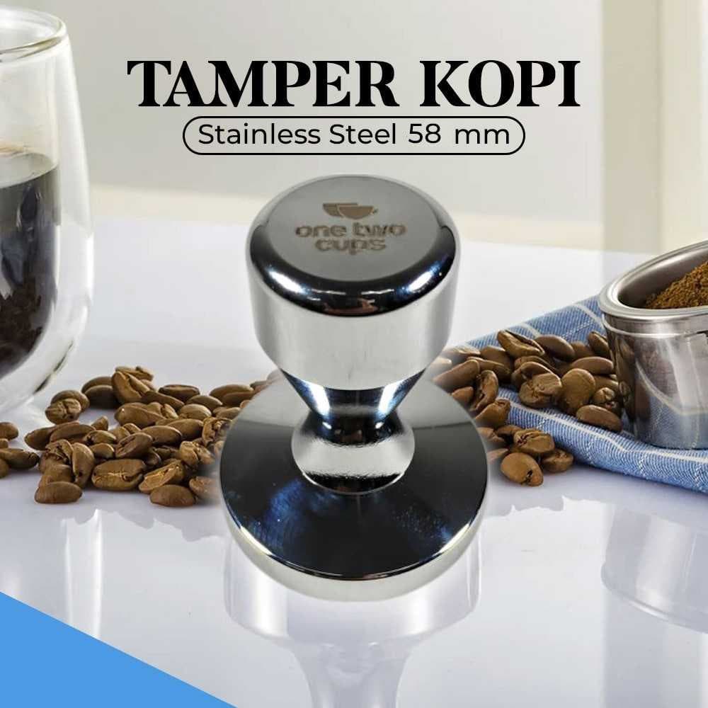 Tamper Kopi Espresso Flat Base Stainless Steel
