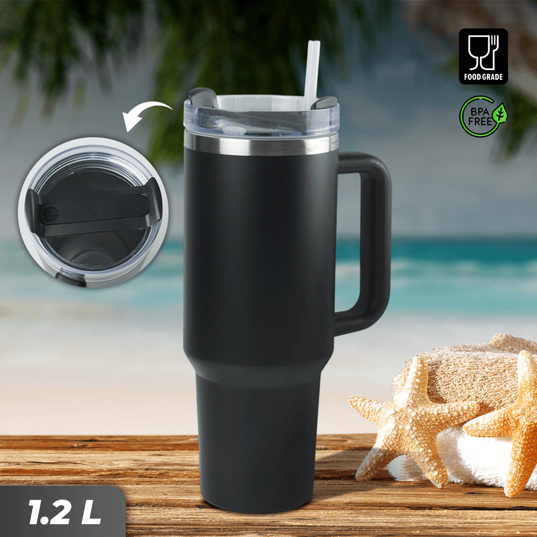 Botol Minum Tumbler Air Panas Dingin Straw Flask BPA Free 1.2L