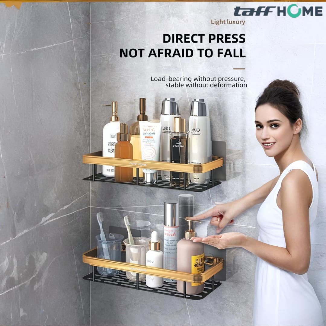 Rak Gantung Kamar Mandi Bathroom Organizer Rack Aluminium 2 PCS - TaffHOME Rak Gantung Kamar Mandi Bathroom Organizer Rack 2 PCS - SH242 HXBMBG_HITAM_GOLD Rak Gantung Kamar Mandi Bathroom Organizer Rack Aluminium 2 PCS - TaffHOME Rak Gantung Kamar Mandi Bathroom Organizer Rack 2 PCS - SH242 HXBMBG_HITAM_GOLD