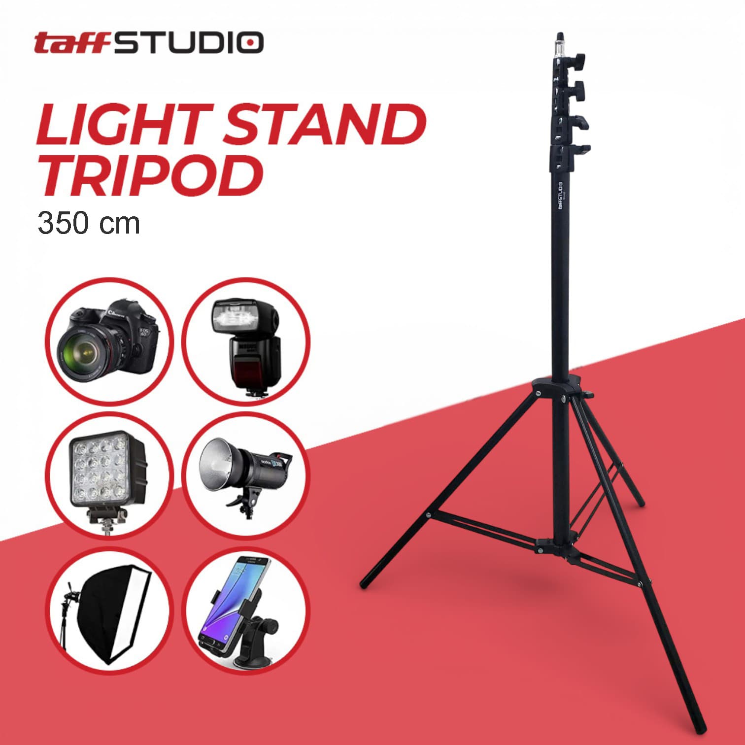 Portable Tripod Light Studio 1/4 Thread 5 Section 350cm