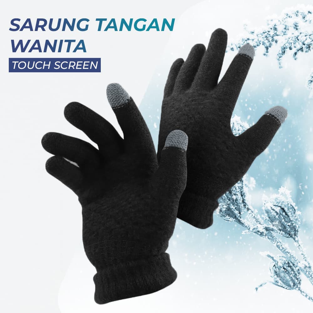 Sarung Tangan Wanita Winter Women Gloves 1 Pair - RIMIUT Sarung Tangan Wanita Touchscreen Winter Women Gloves 1 Pair - ST003 HA4YBK_HITAM Sarung Tangan Wanita Winter Women Gloves 1 Pair - RIMIUT Sarung Tangan Wanita Touchscreen Winter Women Gloves 1 Pair - ST003 HA4YBK_HITAM