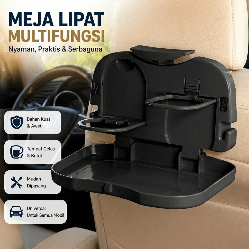 Meja Lipat Mobil Foldable Back Seat Table Multifunction