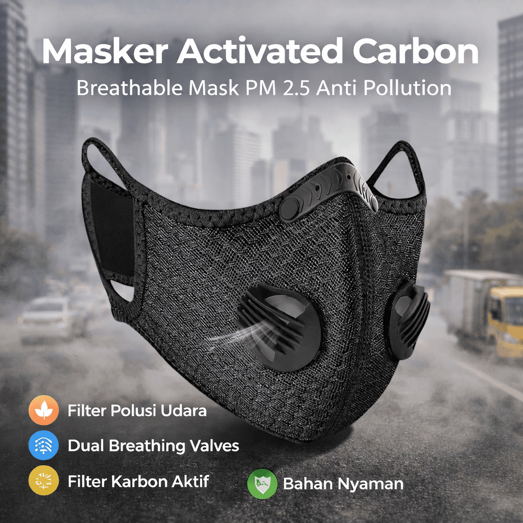 Masker Activated Carbon Breathable Mask PM 2.5 Anti Pollution