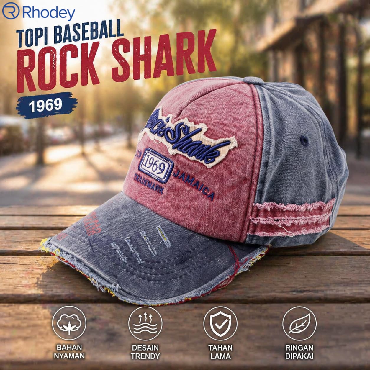 Topi Baseball Cap Rock Shark Kingston 1969