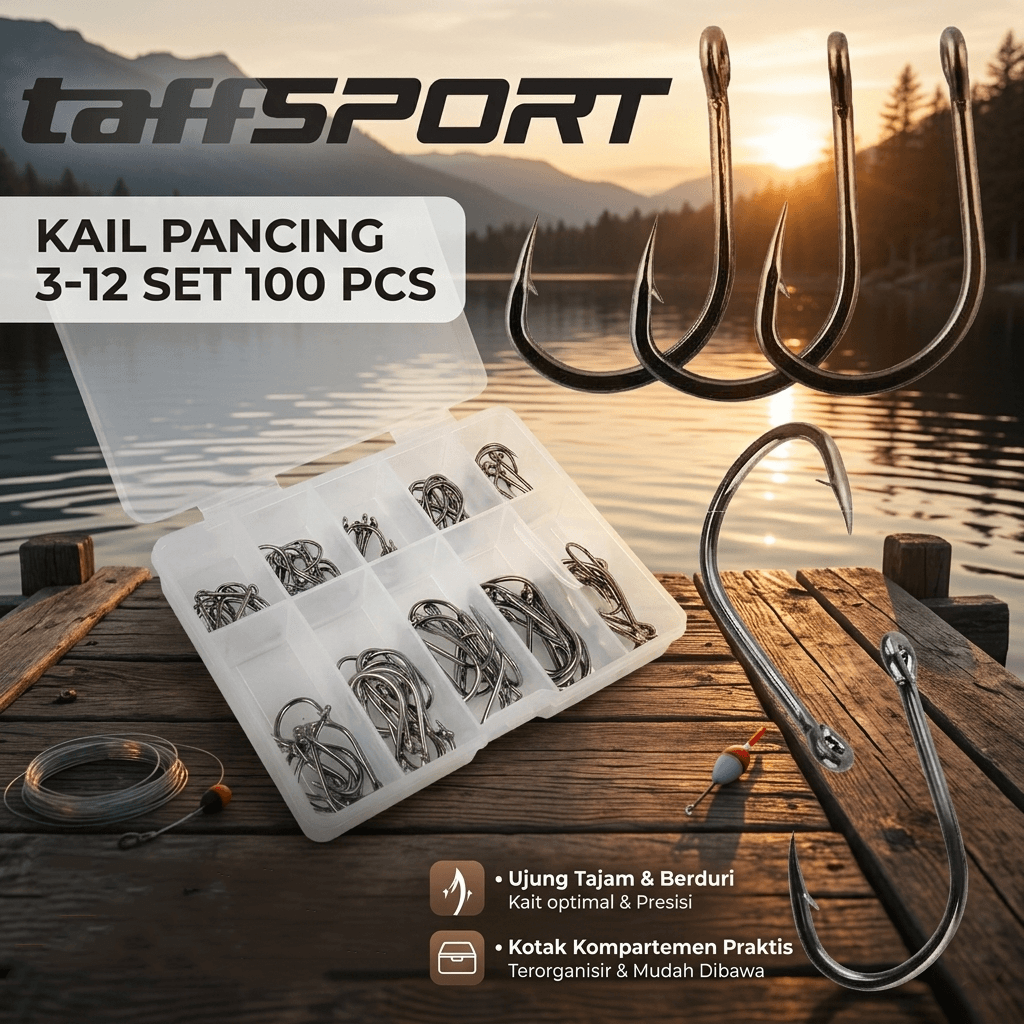Kail Pancing Fishing Hook Tackle No 3-12 Set 100 PCS