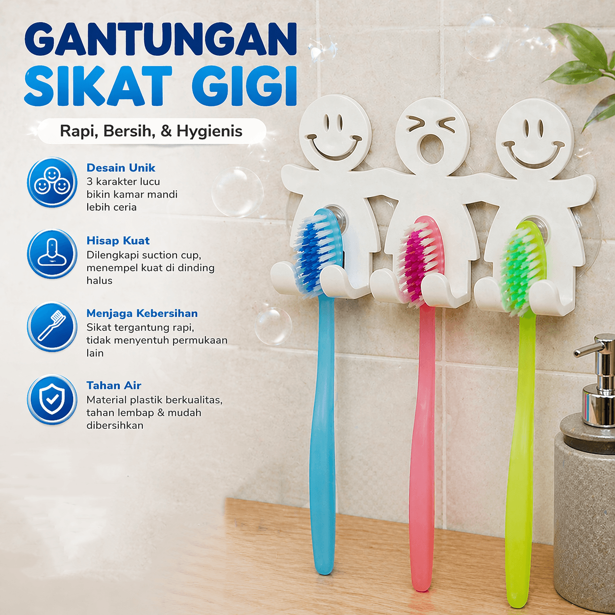 Gantungan Sikat Gigi Wall Mounted Toothbrush Holder - GUANYAO Gantungan Sikat Gigi Wall Mounted Toothbrush Holder - E1911 HX97WH_PUTIH Gantungan Sikat Gigi Wall Mounted Toothbrush Holder - GUANYAO Gantungan Sikat Gigi Wall Mounted Toothbrush Holder - E1911 HX97WH_PUTIH