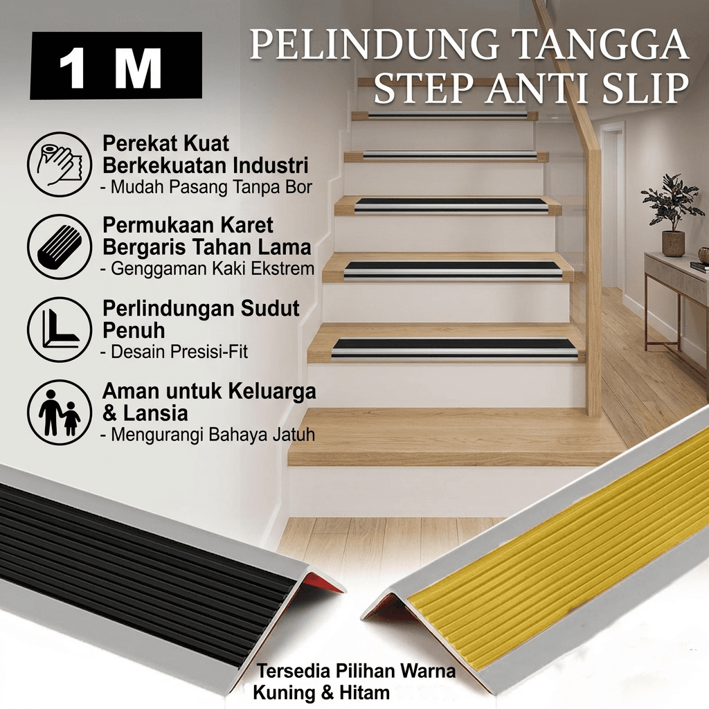 Pelindung Tangga Step Anti Slip Stair Edge Protector 5x2.5cm - TaffHOME Pelindung Tangga Step Anti Slip Stair Edge Protector 5x2.5cm - VB401 HKM3BK_HITAM Pelindung Tangga Step Anti Slip Stair Edge Protector 5x2.5cm - TaffHOME Pelindung Tangga Step Anti Slip Stair Edge Protector 5x2.5cm - VB401 HKM3BK_HITAM