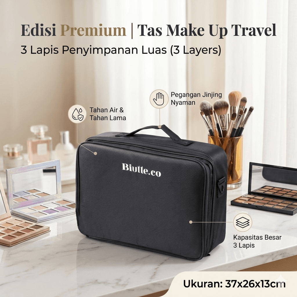 Tas Kosmetik Make Up Travel Organizer Bag 3 Layers - Biutte.co Tas Kosmetik Make Up Travel Organizer Bag 3 Layers - F120 TP1CBK_37X26X13CM_HITAM Tas Kosmetik Make Up Travel Organizer Bag 3 Layers - Biutte.co Tas Kosmetik Make Up Travel Organizer Bag 3 Layers - F120 TP1CBK_37X26X13CM_HITAM