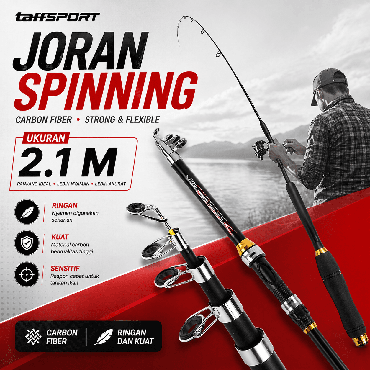 Tongkat Joran Pancing Fishing Rod Portable Telescopic