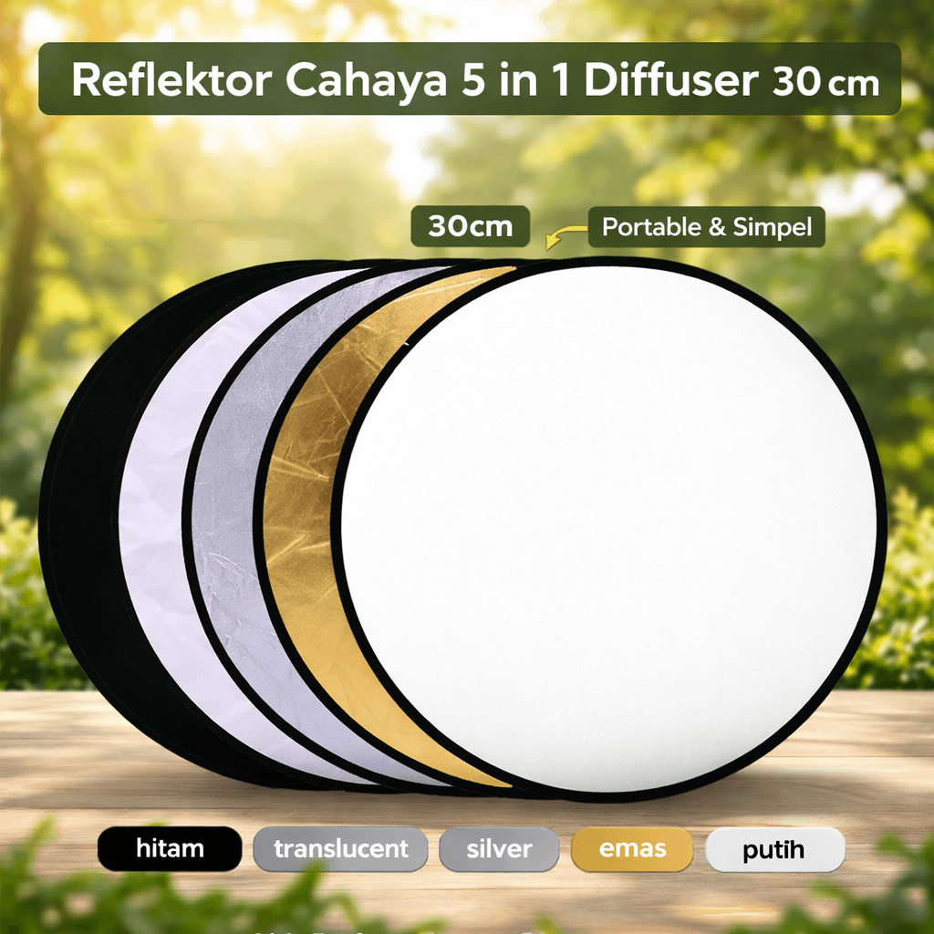 Reflektor Cahaya Fotografi Studio 5in1 Diffuser 30cm - TaffSTUDIO Reflektor Cahaya Fotografi Studio 5in1 Diffuser 30cm - TS-51 CS0IBK_HITAM Reflektor Cahaya Fotografi Studio 5in1 Diffuser 30cm - TaffSTUDIO Reflektor Cahaya Fotografi Studio 5in1 Diffuser 30cm - TS-51 CS0IBK_HITAM