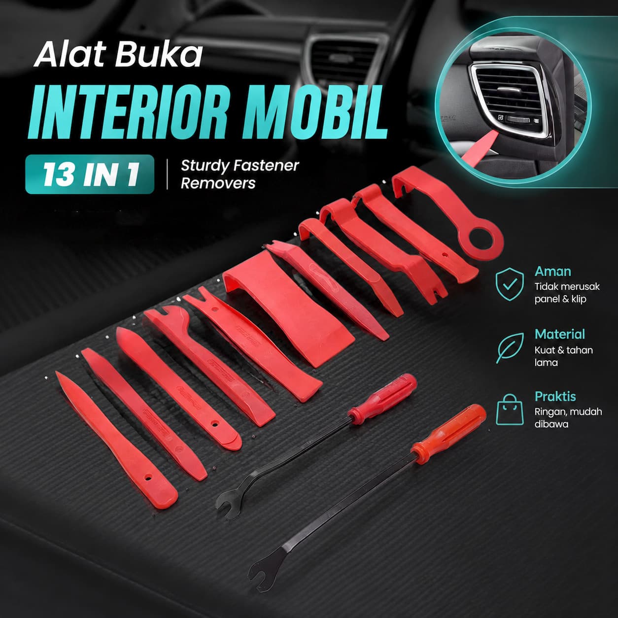 Set Alat Reparasi Dashboard Mobil Trim Removal Tool 13in1 - WEYHAA Pry Tool Alat Buka Interior Dashboard Mobil Trim Removal 13in1 - WEY13 RS1PRE_MERAH Set Alat Reparasi Dashboard Mobil Trim Removal Tool 13in1 - WEYHAA Pry Tool Alat Buka Interior Dashboard Mobil Trim Removal 13in1 - WEY13 RS1PRE_MERAH