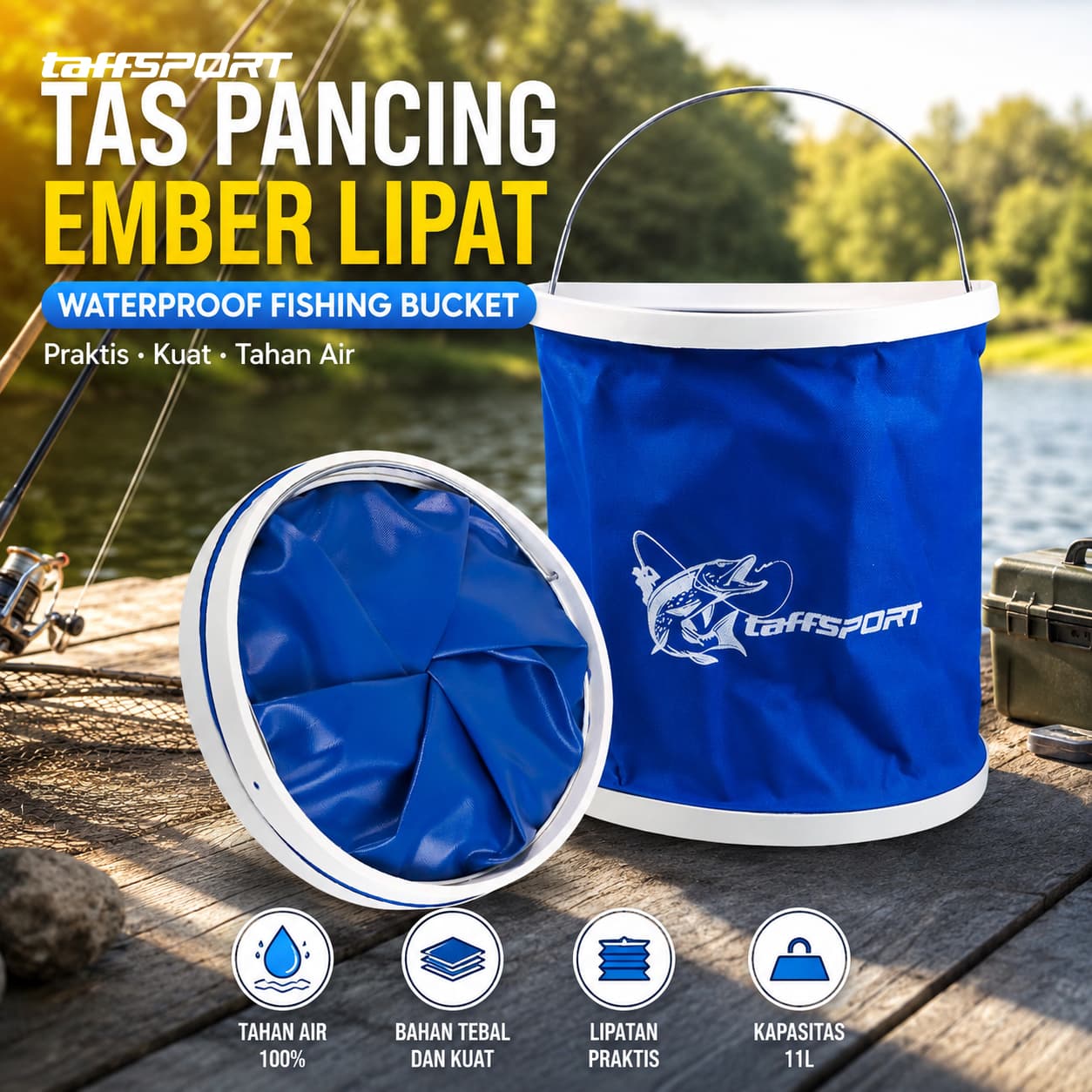Ember Lipat Memancing Foldable Bucket Fishing Waterproof 11L