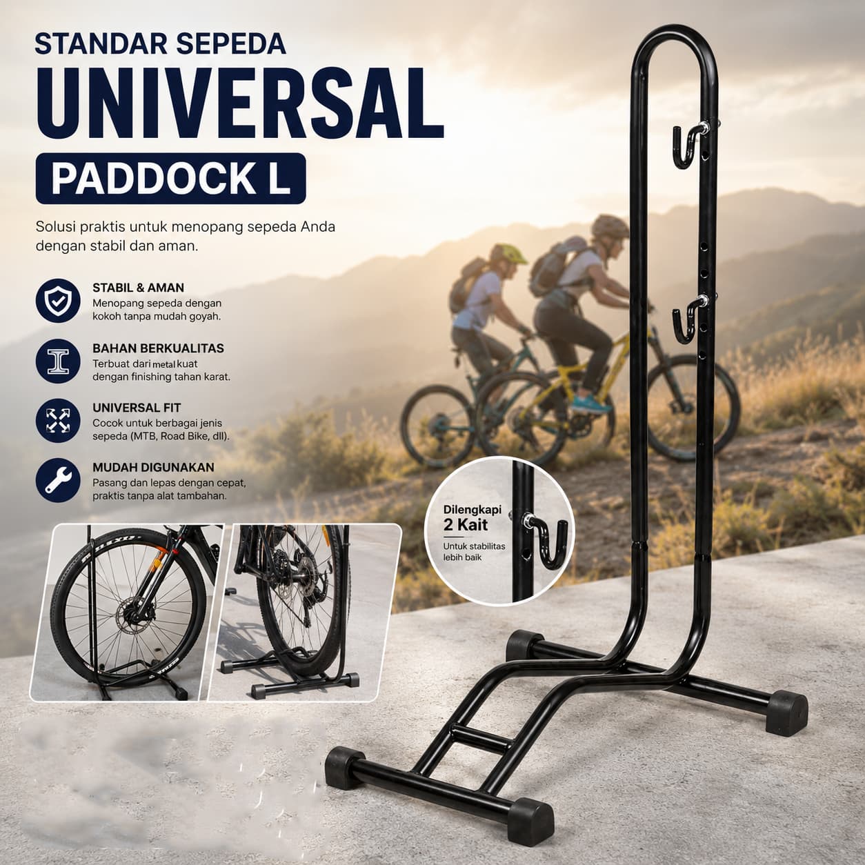 Standar Sepeda Universal Paddock L Standing Bike Display - TaffSPORT Standar Sepeda Universal Paddock L Standing Bike Display - L150 SEFHBK_HITAM Standar Sepeda Universal Paddock L Standing Bike Display - TaffSPORT Standar Sepeda Universal Paddock L Standing Bike Display - L150 SEFHBK_HITAM