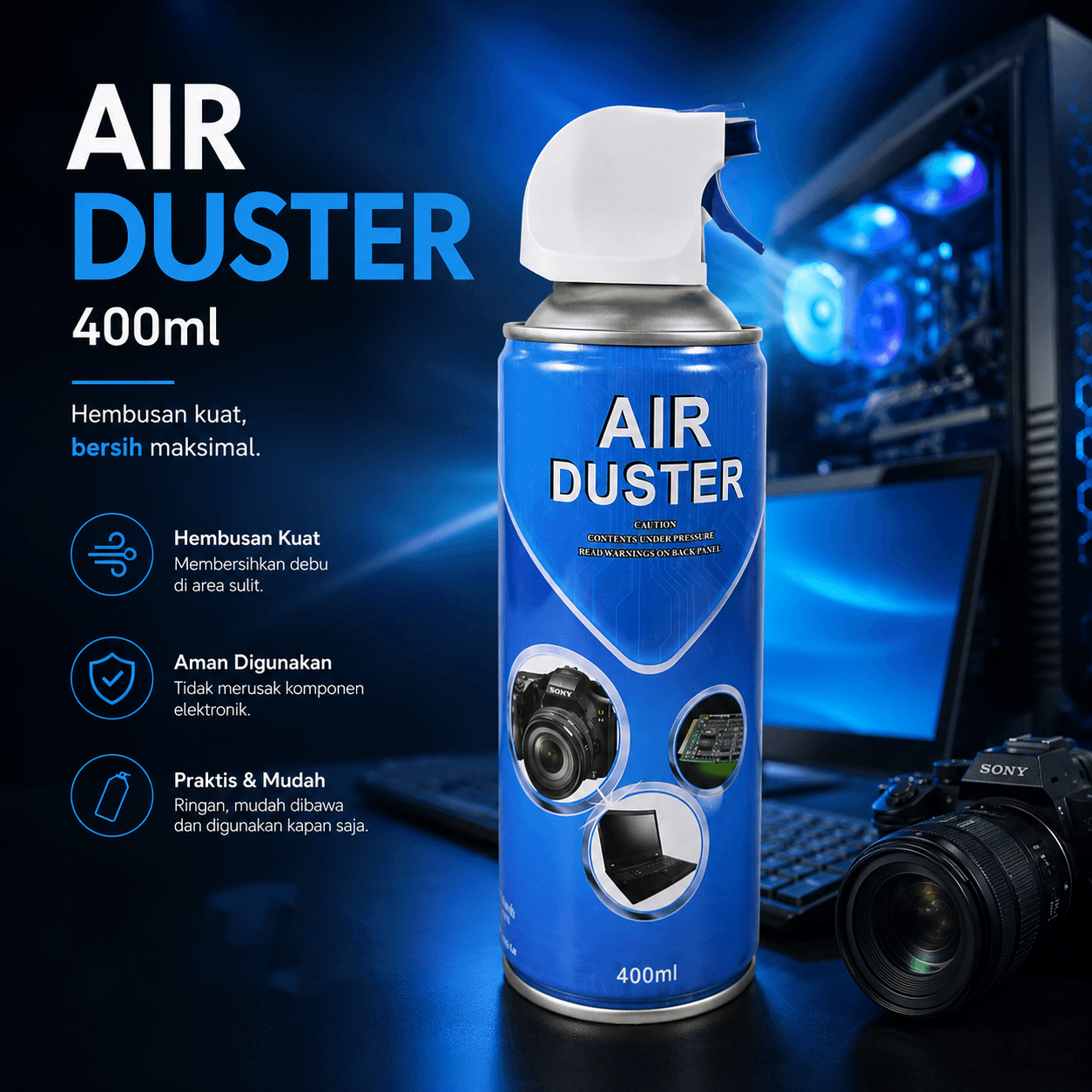 Duster Semprotan Angin High Pressure 400ml - Air Duster Semprotan Angin High Pressure 400ml OT01XX Duster Semprotan Angin High Pressure 400ml - Air Duster Semprotan Angin High Pressure 400ml OT01XX