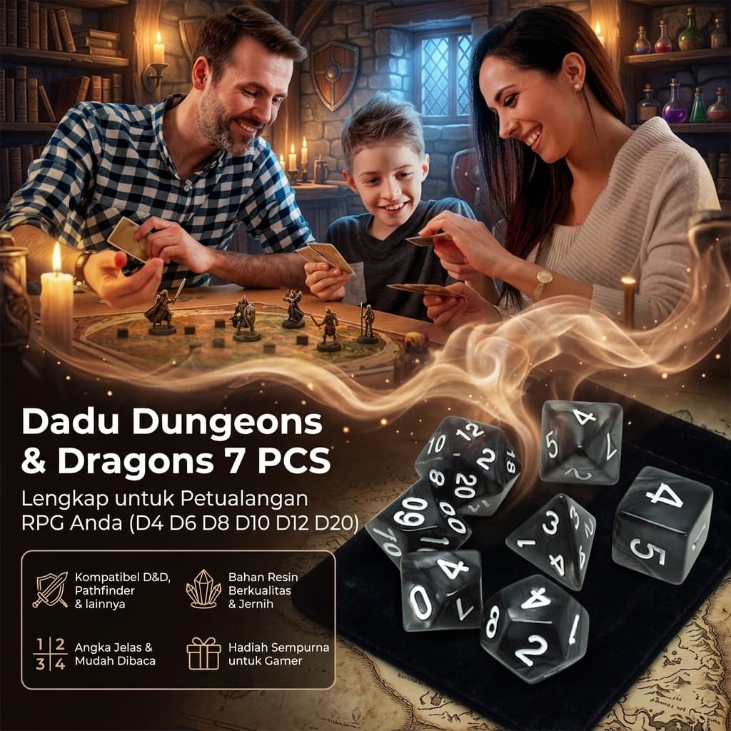 Dadu Dungeons & Dragons Polyhedral Board Game Dice 7 PCS - Dadu Dungeons & Dragons Polyhedral Board Game Dice 7 PCS THCPBK_HITAM Dadu Dungeons & Dragons Polyhedral Board Game Dice 7 PCS - Dadu Dungeons & Dragons Polyhedral Board Game Dice 7 PCS THCPBK_HITAM
