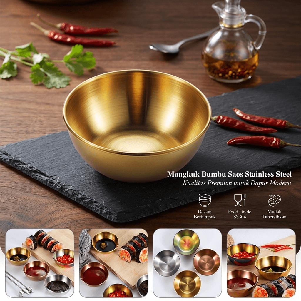 Mangkuk Bumbu Saos Stainless Steel Bowl Simple Design 1 PCS - Glazed Mangkuk Bumbu Saos Stainless Steel Bowl Simple Design 1 PCS - PJ556 HZUVGD_GOLD Mangkuk Bumbu Saos Stainless Steel Bowl Simple Design 1 PCS - Glazed Mangkuk Bumbu Saos Stainless Steel Bowl Simple Design 1 PCS - PJ556 HZUVGD_GOLD