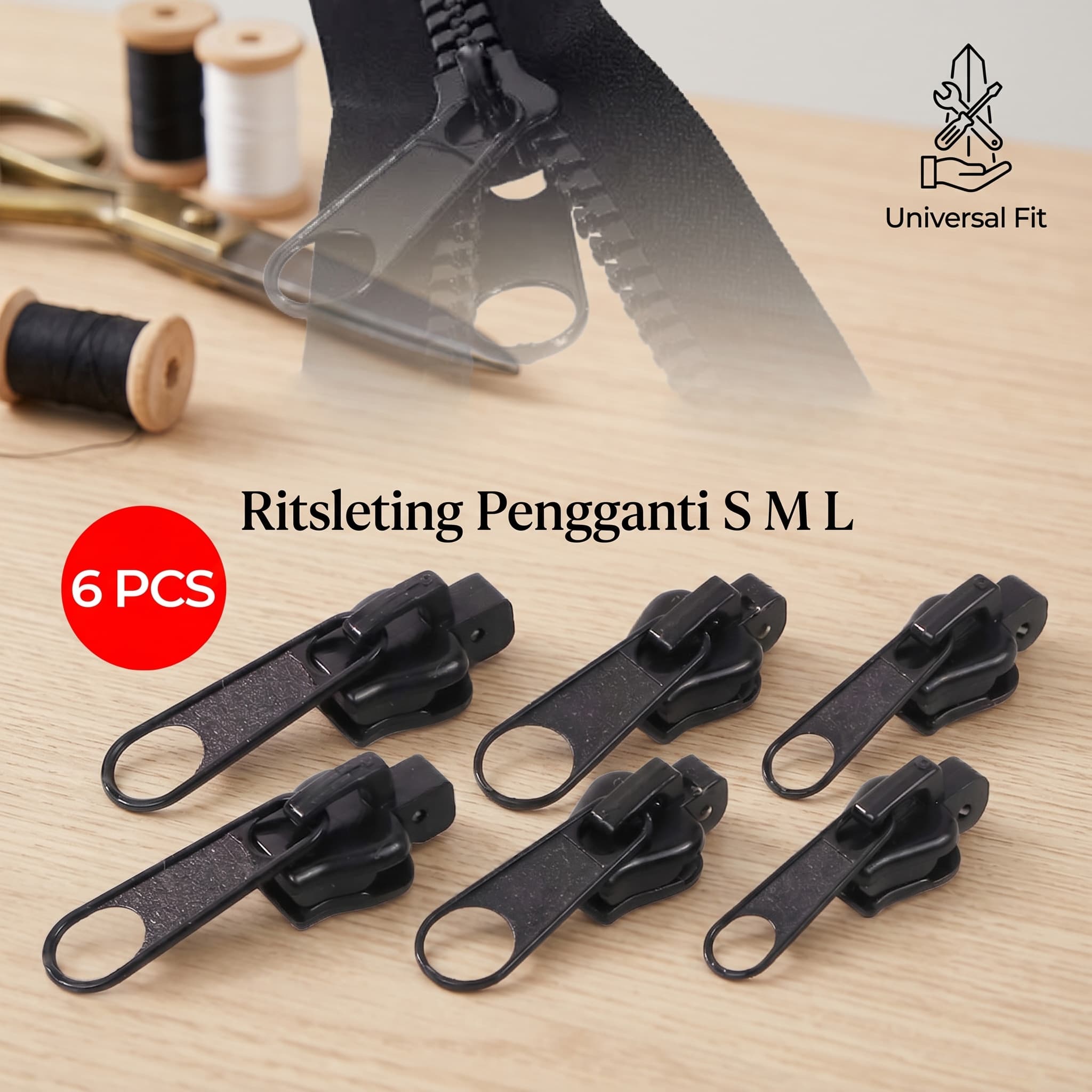 Ritsleting Pengganti Zipper Replacement Repair Kit 6 PCS