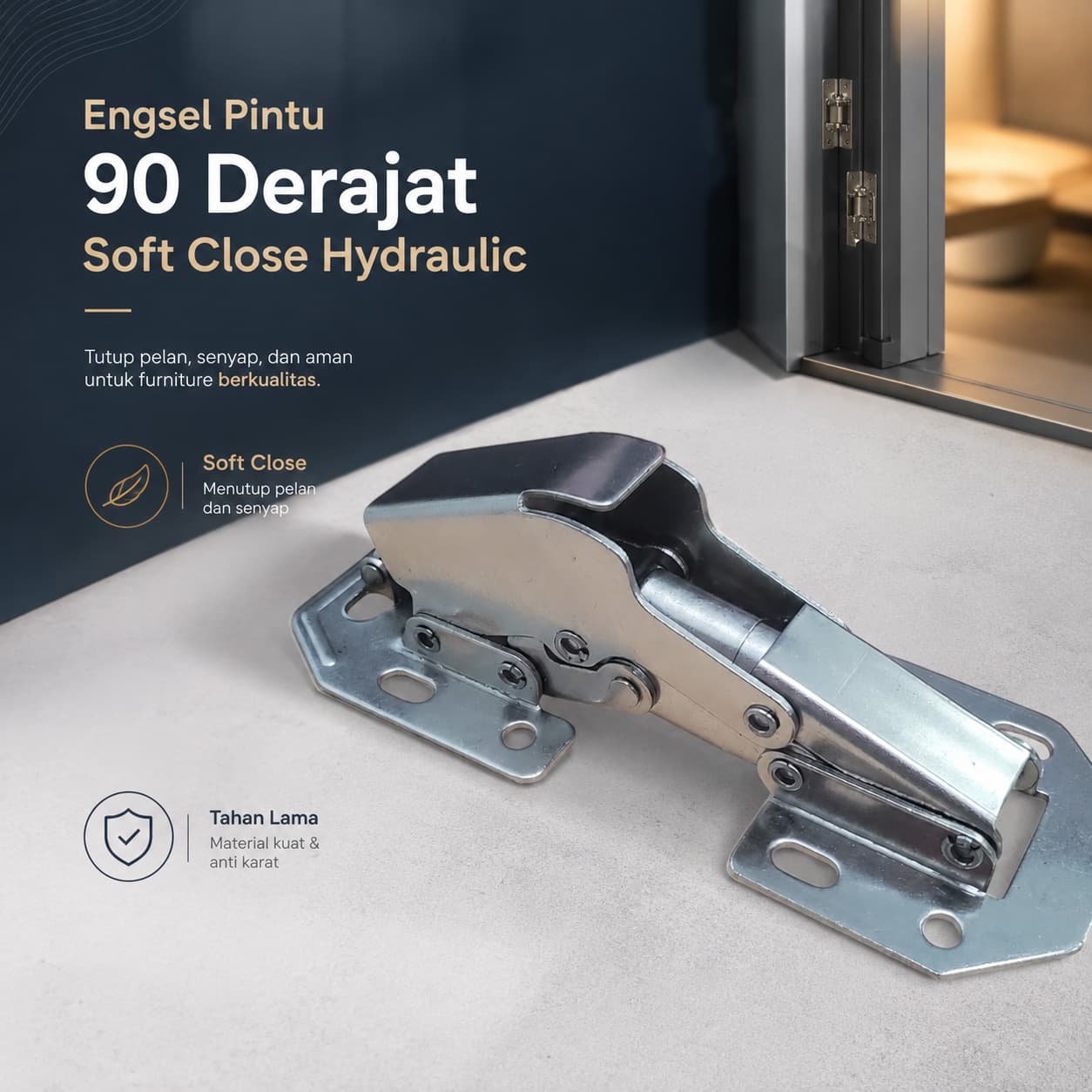 Engsel Pintu Kabinet 90 Derajat Soft Close Hydraulic Hinge Door