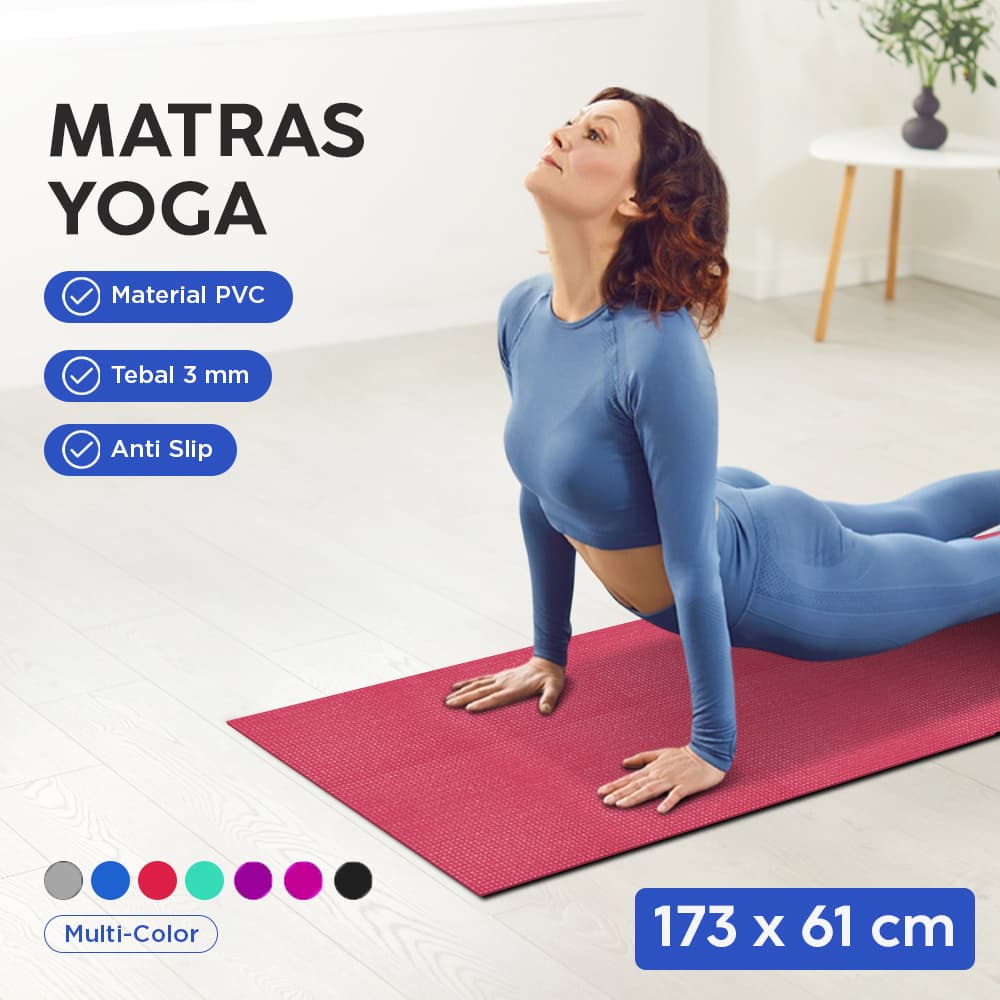 Matras Yoga Mat Pilates Anti Slip PVC 173x61cm - Matras Yoga Mat Lipat Karpet Workout Anti Slip PVC 173x61cm - Q4 SEBNMC_MULTI_WARNA Matras Yoga Mat Pilates Anti Slip PVC 173x61cm - Matras Yoga Mat Lipat Karpet Workout Anti Slip PVC 173x61cm - Q4 SEBNMC_MULTI_WARNA