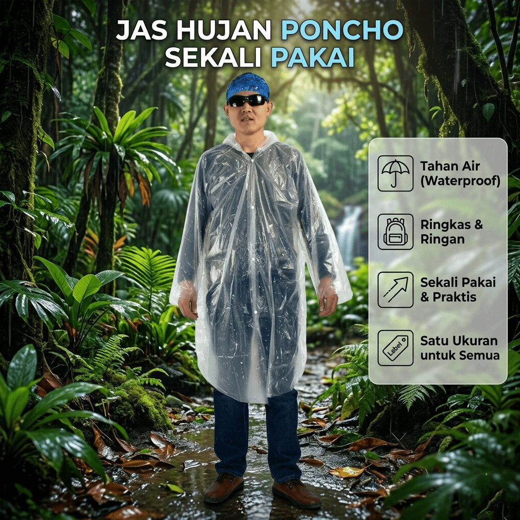Jas Hujan Poncho Plastik PE Sekali Pakai Waterproof Universal - Jas Hujan Poncho Plastik PE Sekali Pakai Waterproof Universal - Y903 HASKTP_TRANSPARAN Jas Hujan Poncho Plastik PE Sekali Pakai Waterproof Universal - Jas Hujan Poncho Plastik PE Sekali Pakai Waterproof Universal - Y903 HASKTP_TRANSPARAN