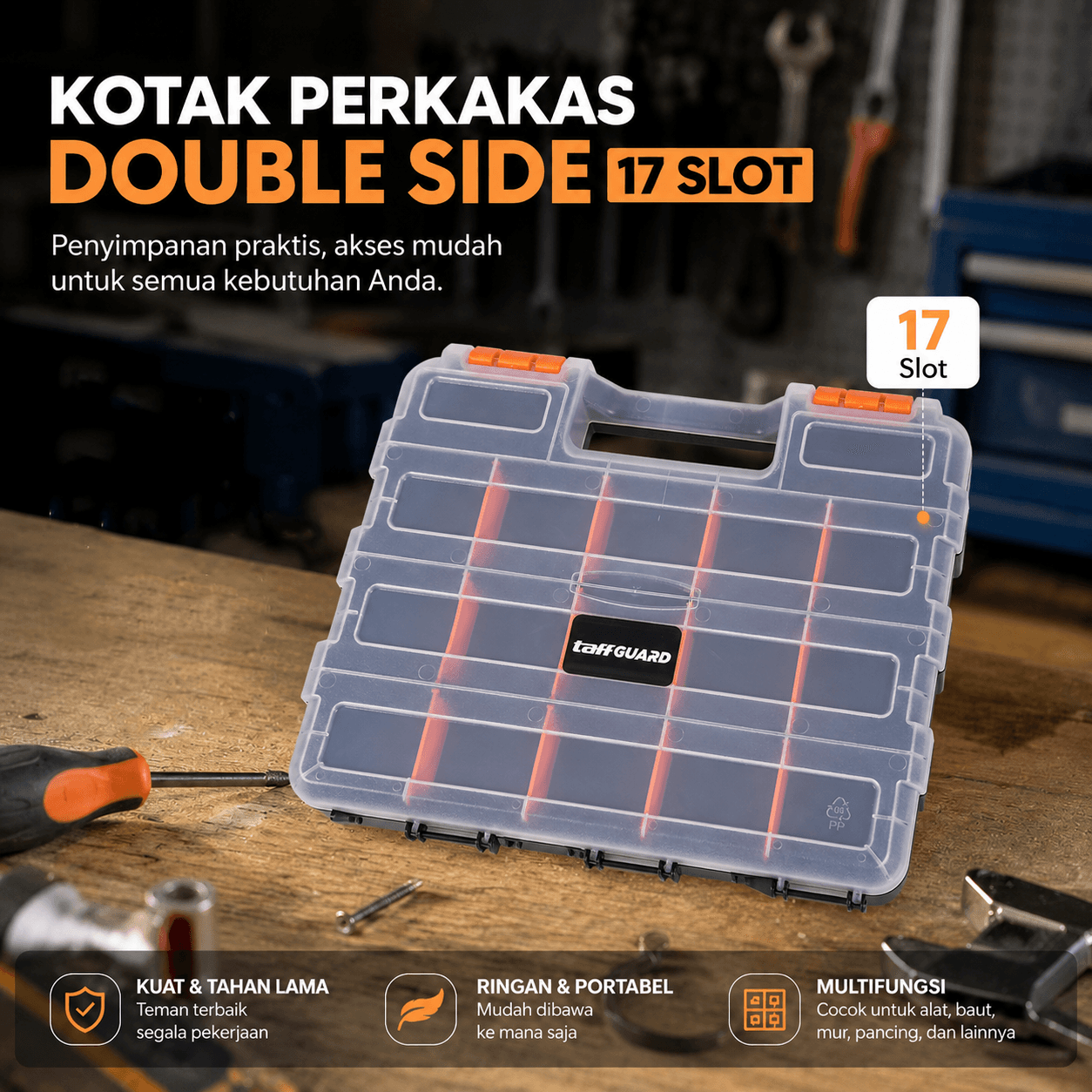 Kotak Perkakas Multifungsi Storage Tool Box Double Side