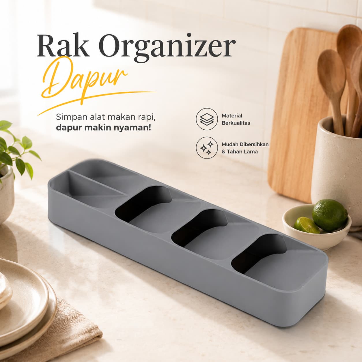 Rak Organizer Dapur Tempat Sendok Garpu Tableware Storage Box