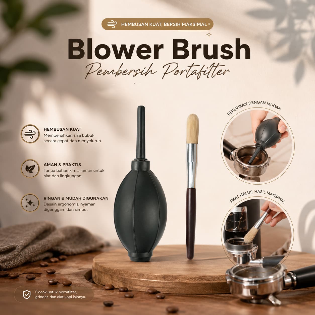 Set Aksesoris Pembersih Coffee Grinder Portafilter 2in1
