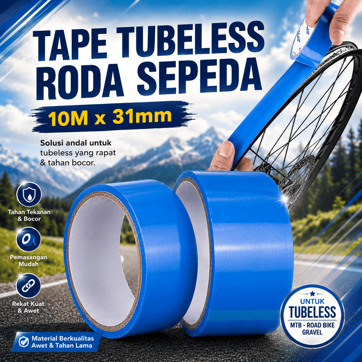 Tape Tubeless Roda Sepeda MTB Road Bike Rim Tape Strips