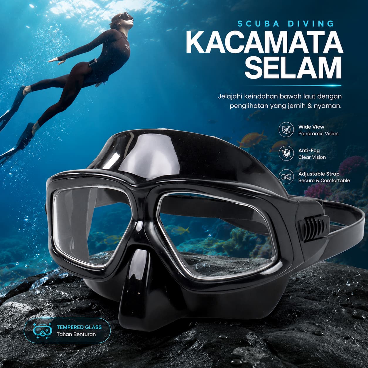 Kacamata Selam Scuba Diving Mask Snorkeling Goggles