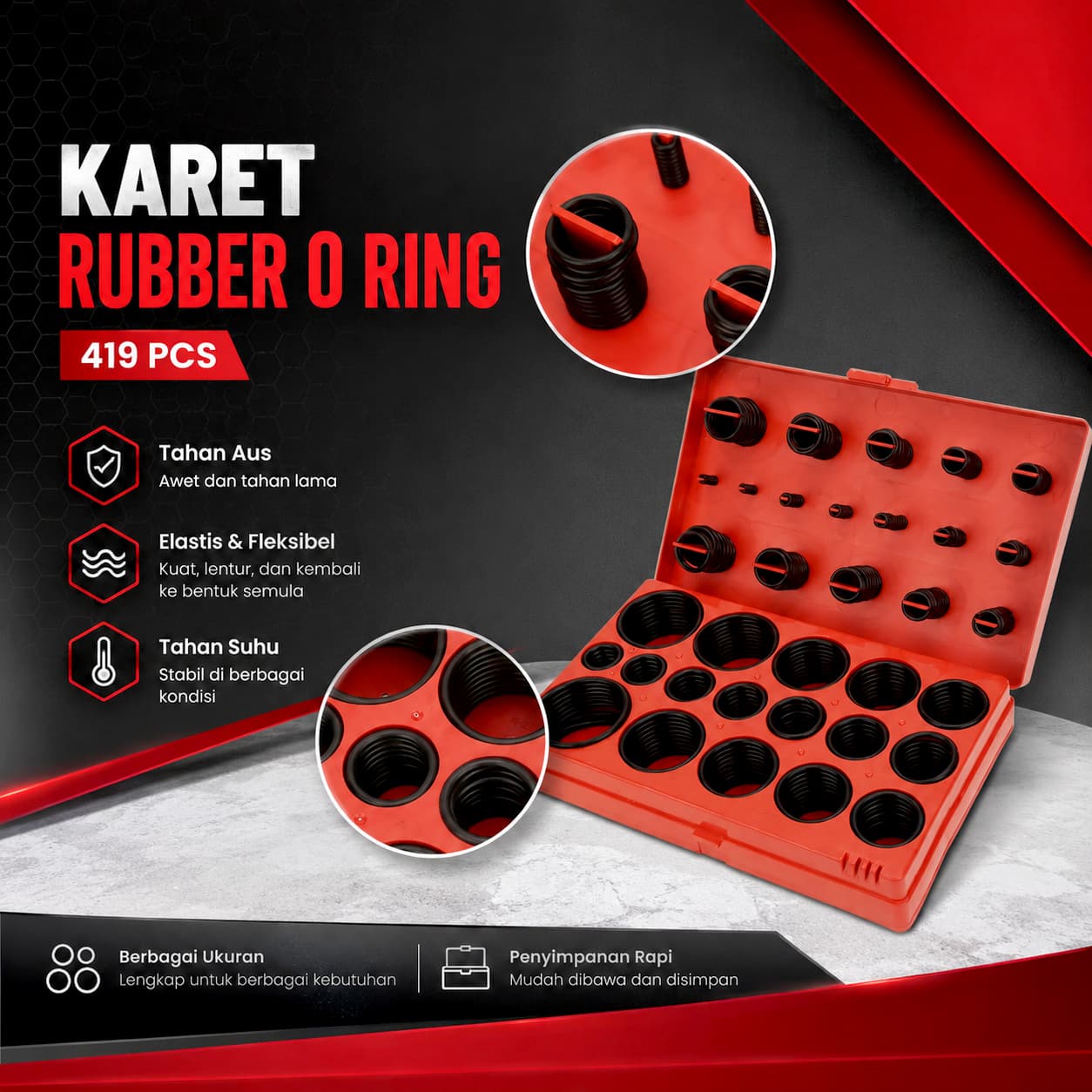 Karet Rubber O Ring Universal Seal Tightening 419 PCS