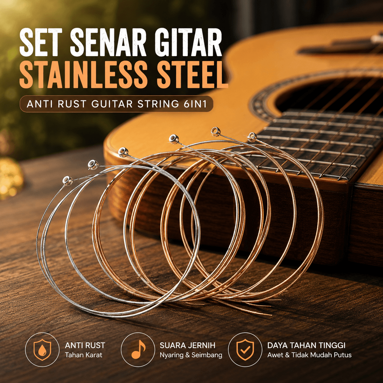 Set Senar Gitar Stainless Steel Anti Rust Guitar String 6in1 - Alice Set Senar Gitar Stainless Steel Anti Rust Guitar String 6in1 - 203 MI01CP_COPPER Set Senar Gitar Stainless Steel Anti Rust Guitar String 6in1 - Alice Set Senar Gitar Stainless Steel Anti Rust Guitar String 6in1 - 203 MI01CP_COPPER