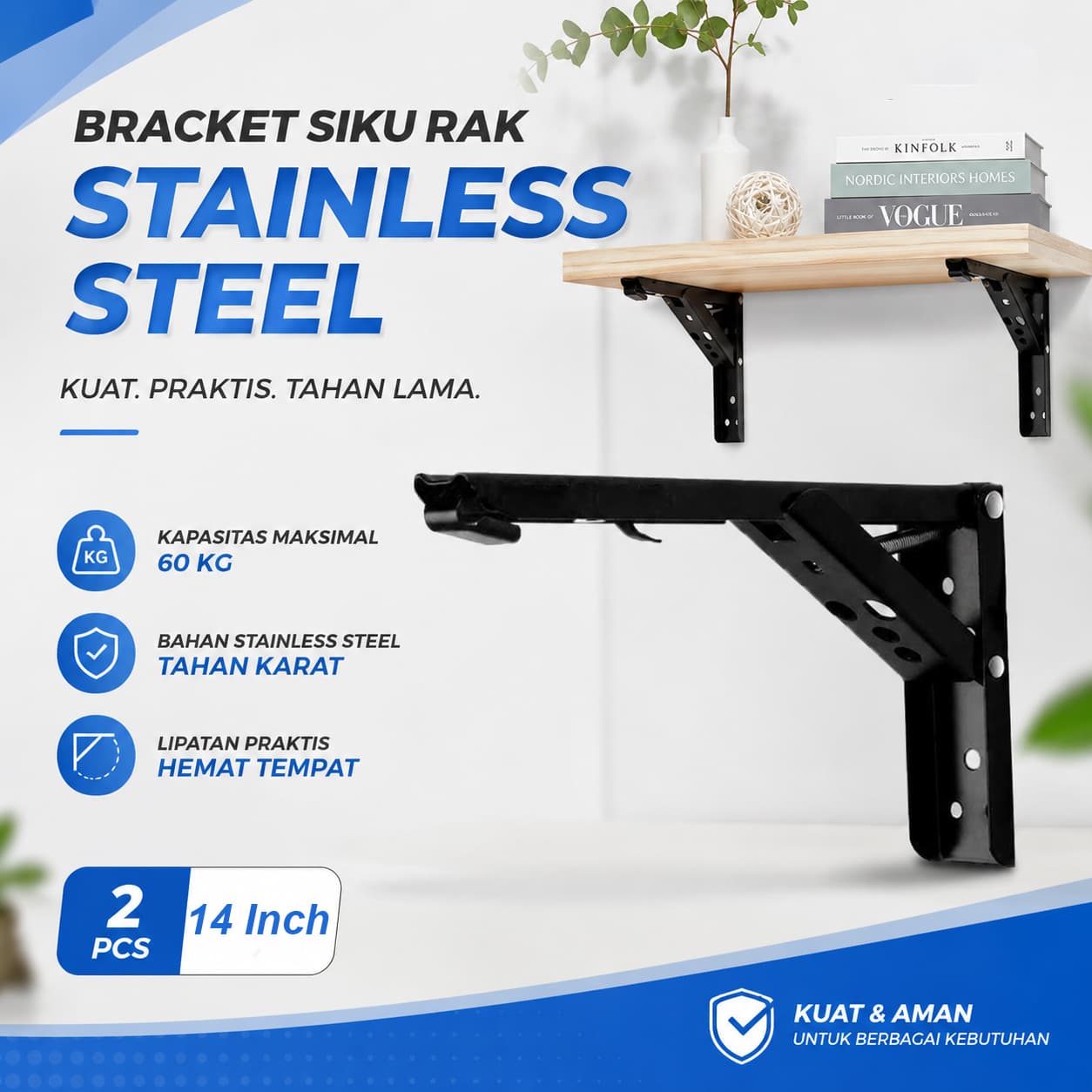 Bracket Siku Rak Dinding Penyangga Stainless Steel 60kg 2 PCS - Taffware Bracket Siku Rak Dinding Penyangga Stainless Steel 60kg 2 PCS - NED-6112 OTEYBK_14_INCH_HITAM Bracket Siku Rak Dinding Penyangga Stainless Steel 60kg 2 PCS - Taffware Bracket Siku Rak Dinding Penyangga Stainless Steel 60kg 2 PCS - NED-6112 OTEYBK_14_INCH_HITAM