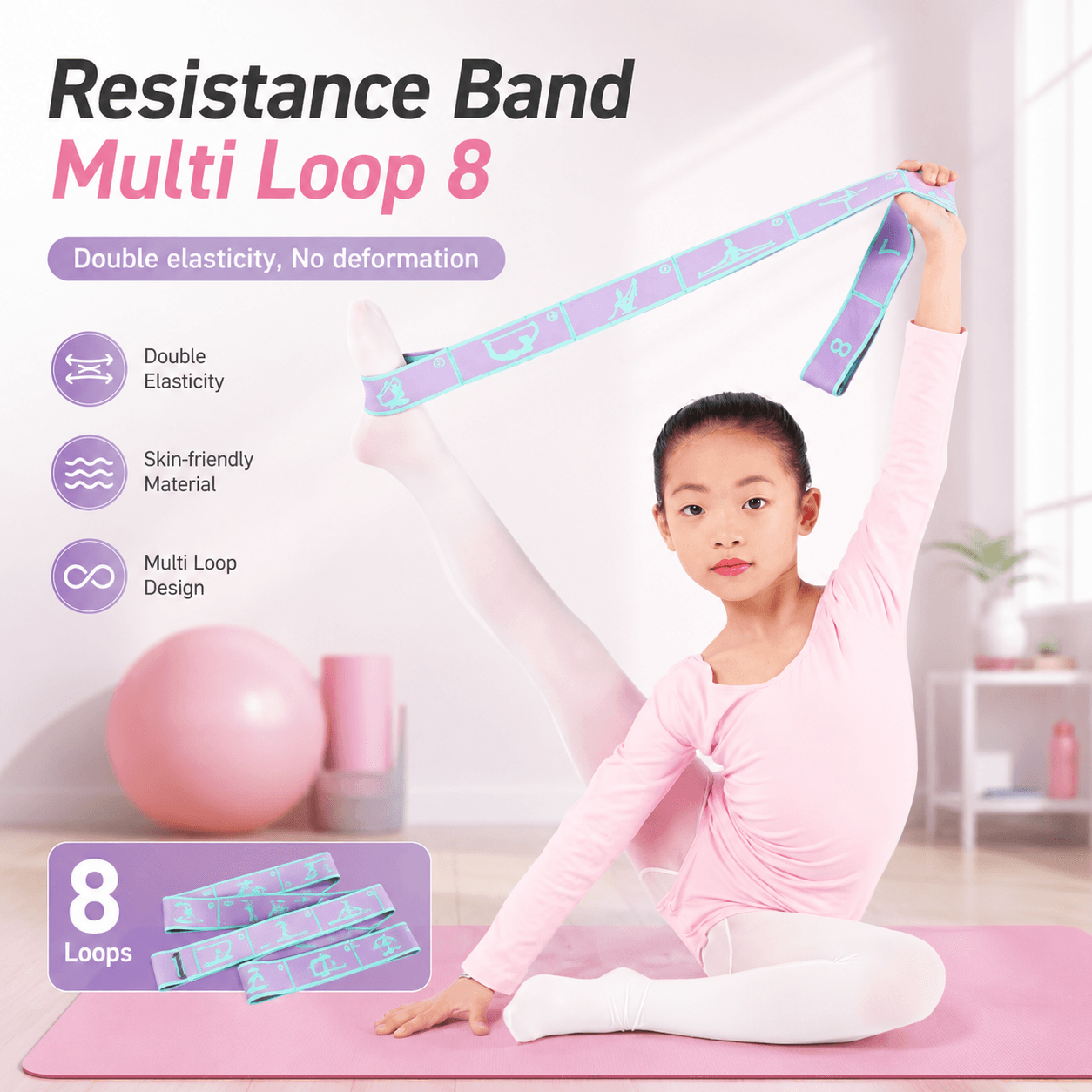 Resistance Bands Yoga Gym Tali Stretching 8 Loops - Melebellot Resistance Band Multi Loop 8 Loops Lateks - MB204 SE8BPP_UNGU Resistance Bands Yoga Gym Tali Stretching 8 Loops - Melebellot Resistance Band Multi Loop 8 Loops Lateks - MB204 SE8BPP_UNGU
