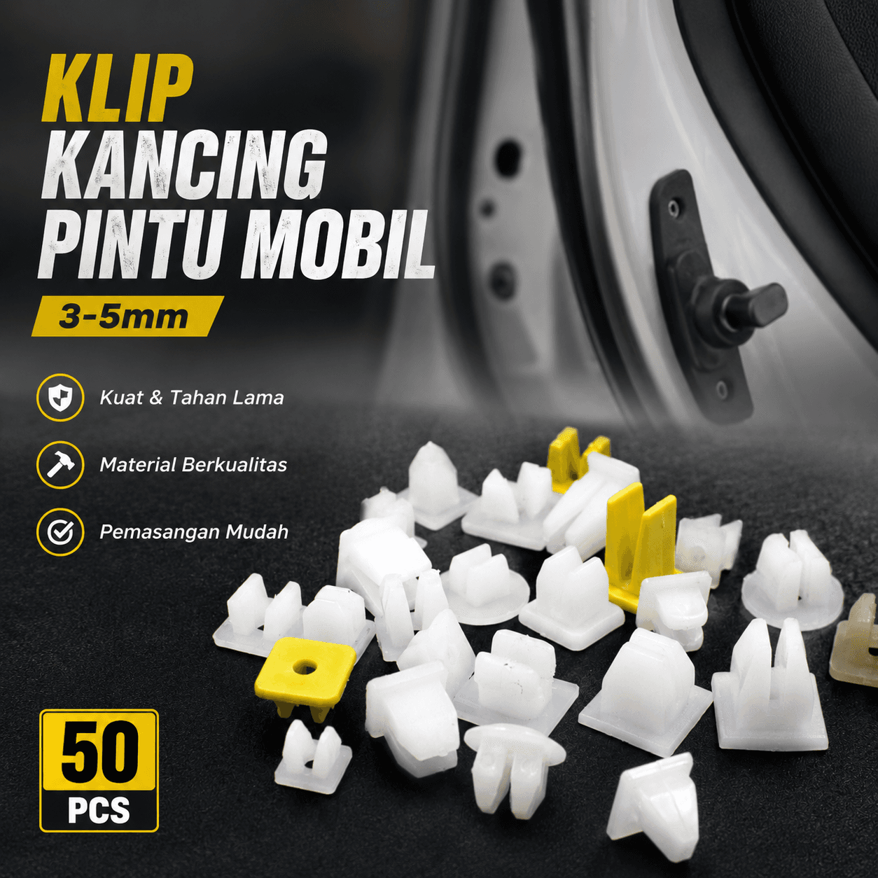 Klip Kancing Pintu Mobil Door Buckle Seal Grommet 3-5mm 50 PCS
