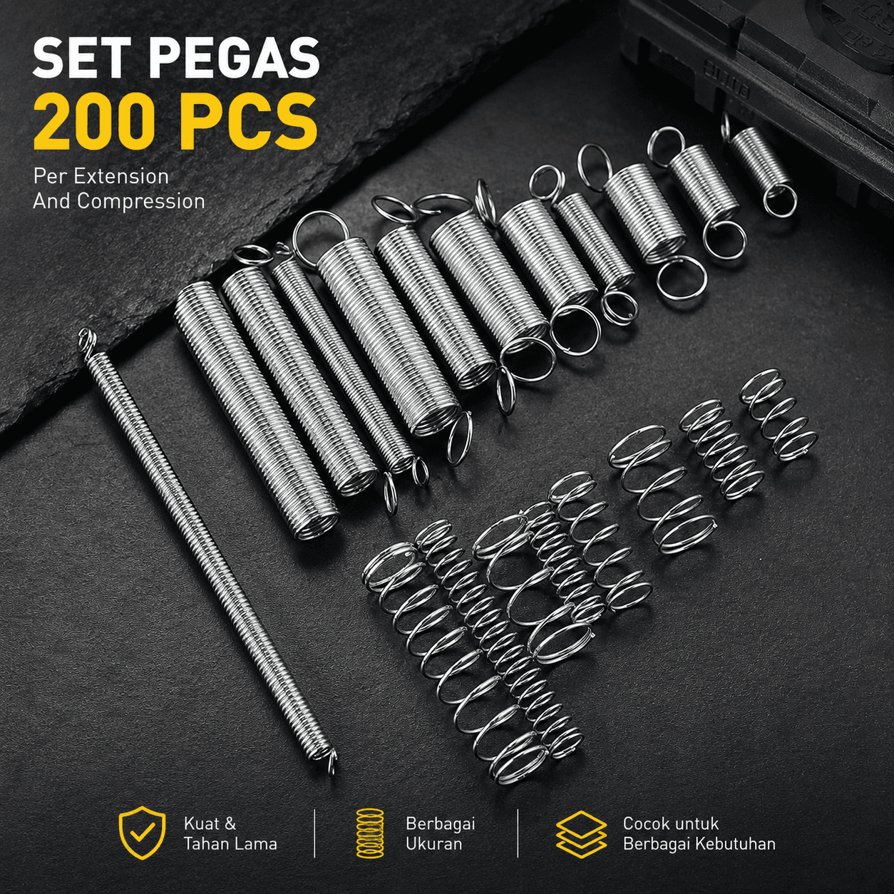 Set Pegas Per Extension And Compression Coil Spring Kit 200 PCS