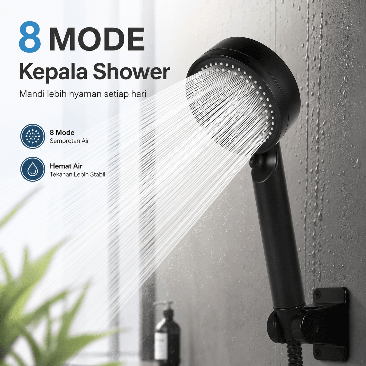 Kepala Shower Mandi 8 Mode Flow Adjustable Shower Head